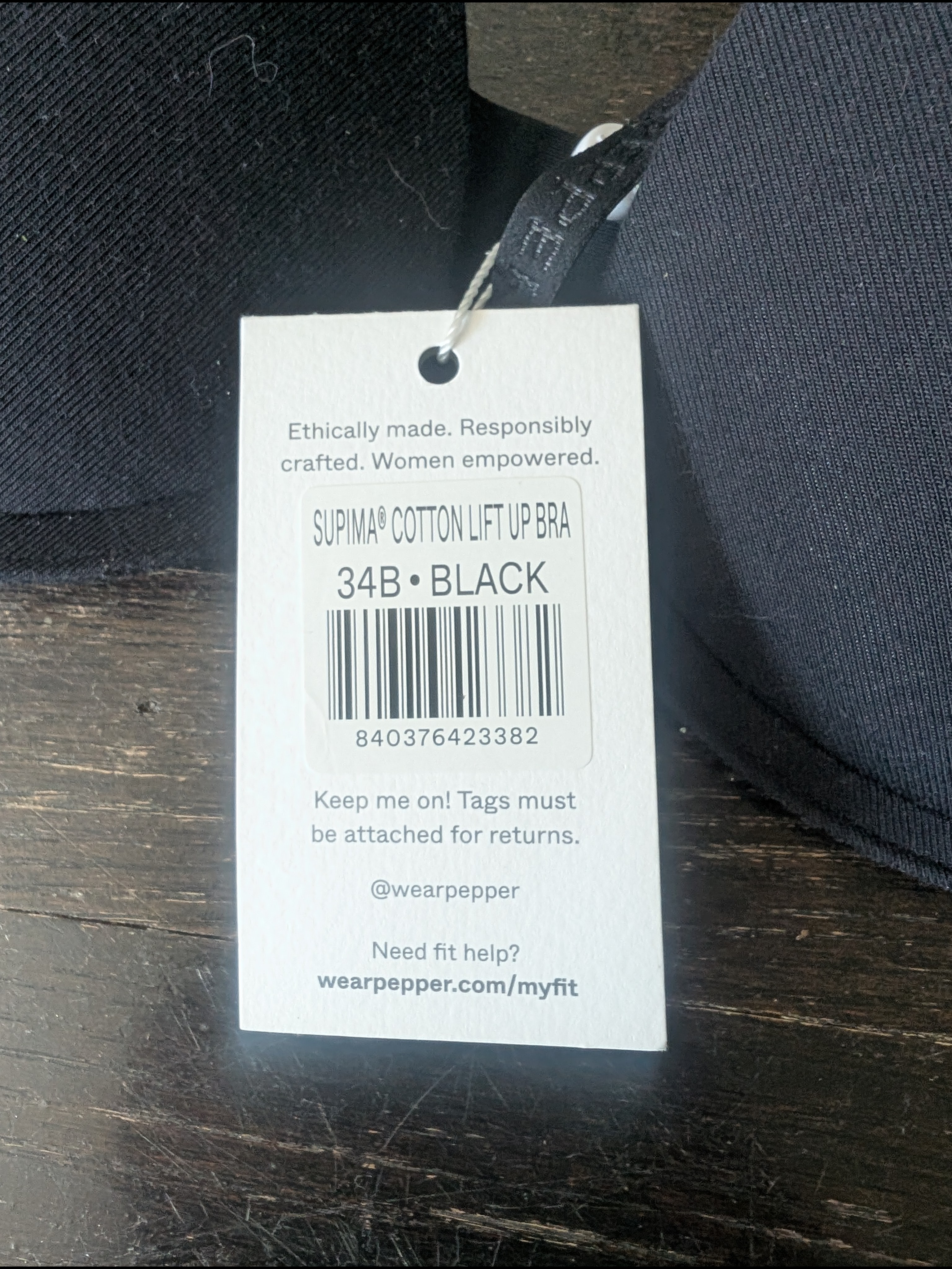 Pepper Black Supima Cotton Lift Up Women's T-Shirt Bra 34b — image 2 of 7